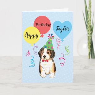 Fetes Occasions Speciales Cartes De Voeux Papeterie Personnalise Beagle Dog Carte Joyeux Anniversaire Carte Voeux Chien Nom Paillettes Godis Es