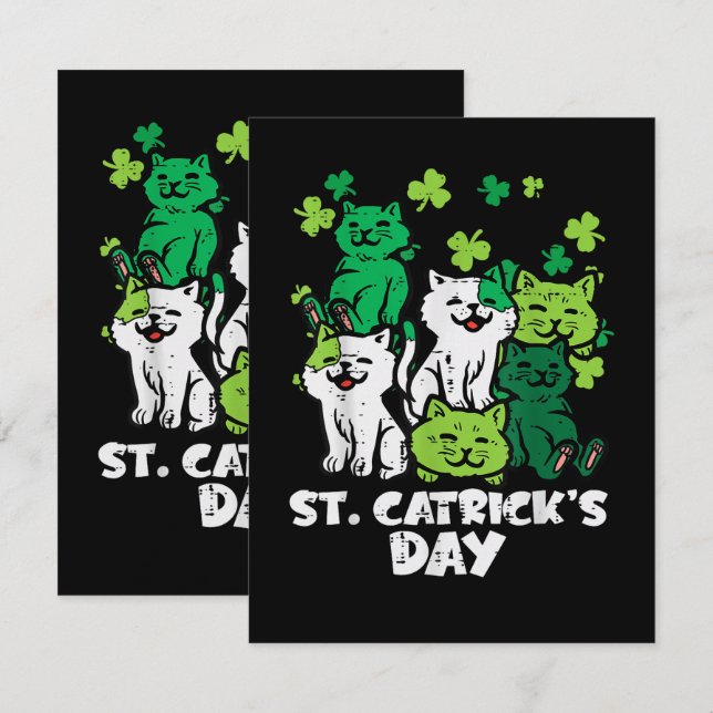 Carte la fête des chats de la Saint-Patrick Saint Pattys (Devant / Derrière)