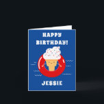 Carte La Fête des enfants de Red White Blue<br><div class="desc">La carte de l'accueil des enfants de la fête des Red White Blue. Cute ice cream cone a flot dans un pool. Red,  white,  and blue themed party supplies www.SamAnnDesigns.com</div>