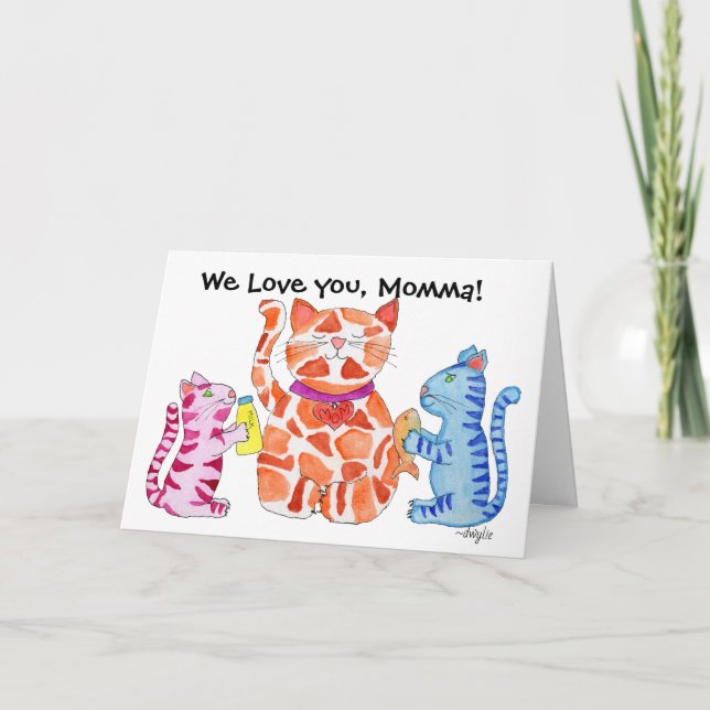 Carte La fête des mères, chatte et chatons (Devant)