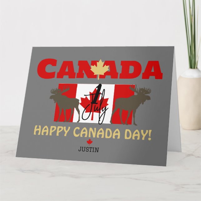 Carte La Feuille d'érable du Canada, Joyeuse fête du Can (Devant)