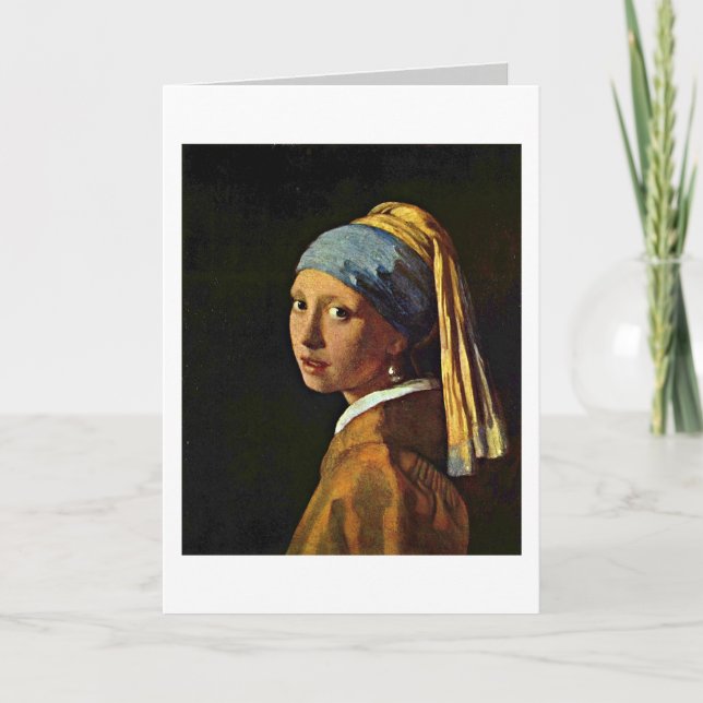 Carte La fille avec une boucle d'oreille de perle par (Devant)