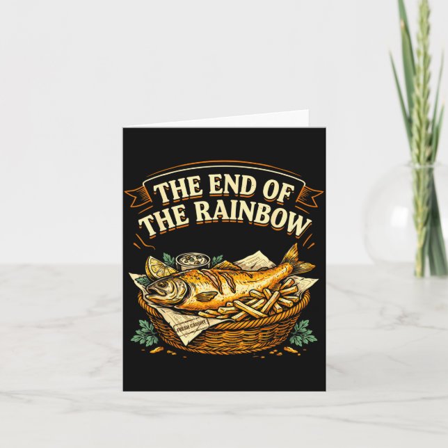 Carte La fin de l'arc-en-ciel poisson et frites drôle (Devant)