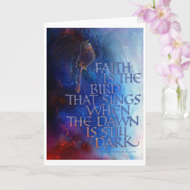 Carte "La foi est l'oiseau qui chante," 5" x 7", Folle (Orchidée)