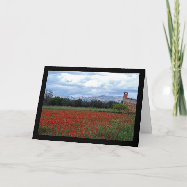 Carte La grange de campagne dans le champ de coquelicots (Devant)