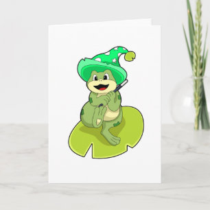 Carte La grenouille en magie avec baguette magique