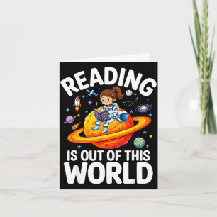 Carte La lecture est une fille astronaute hors de ce mon