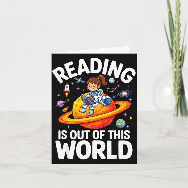 Carte La lecture est une fille astronaute hors de ce mon (Devant)