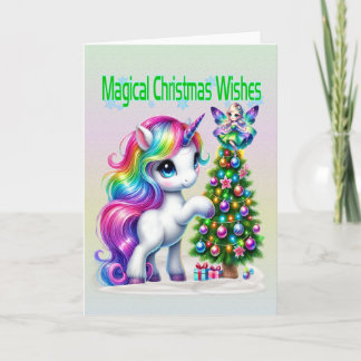 Carte La licorne magique voeux de noël