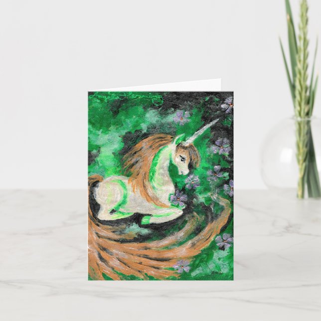 Carte La licorne peinte par doigt (Devant)