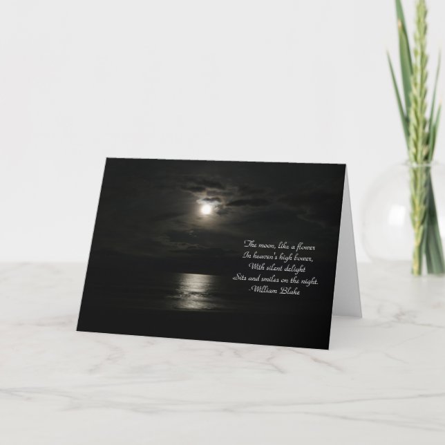 Carte La Lune à la nuit réflexions sur l'eau/avec citati (Devant)