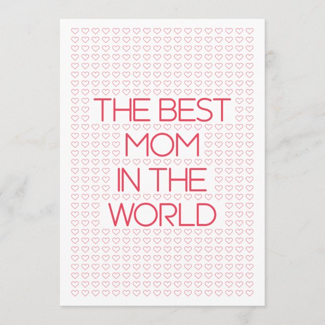Carte La Meilleure Maman Typography Cœurs Rouges Fête de (Devant)
