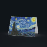 Carte La nuit étoilée, 1889 par Vincent van Gogh<br><div class="desc">La nuit étoilée,  1889 par Vincent van Gogh. Il représente la vue depuis la fenêtre est de sa chambre d'asile à Saint-Rémy-de-Provence,  juste avant le lever du soleil,  avec l'ajout d'un village imaginaire.</div>