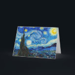 Carte La nuit étoilée | Van Gogh |<br><div class="desc">The Starry Night est une toile peinte à l'huile par le peintre néo-impressionniste néerlandais Vincent van Gogh. Peint en juin 1889,  il dépeint la vue depuis la fenêtre est de sa chambre d'asile à Saint-Rémy-de-Provence,  juste avant le lever du soleil,  avec l'ajout d'un village imaginaire.</div>