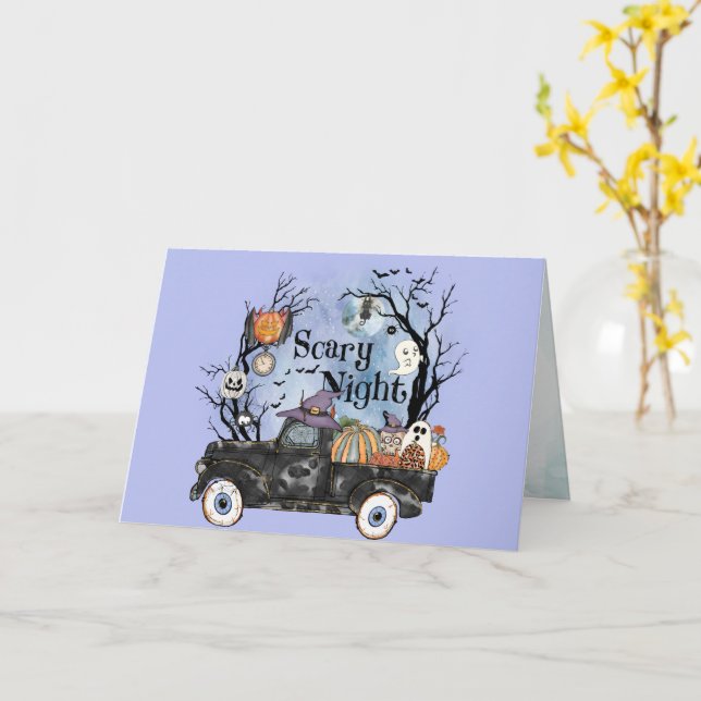 Carte La Nuit Terrifiante d'Halloween (Fleur jaune)