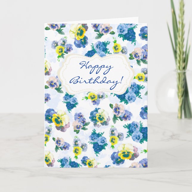 Carte La pensée bleue fleurit le joyeux anniversaire de (Devant)