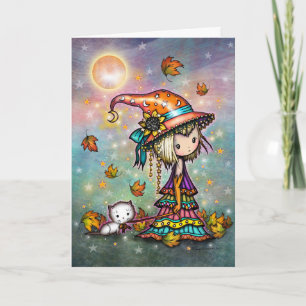 Carte La Petite Errante Sorcière d'Halloween et Chat