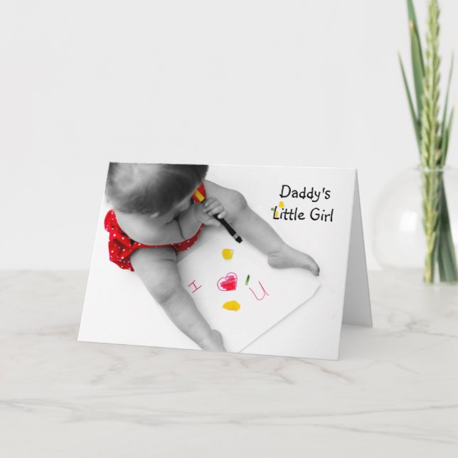 Carte La petite fille de papa Je t'aime Papa avec le coe (Devant)