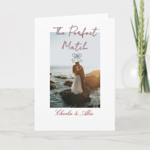 Carte La photo de mariage du couple parfait rétro mauve