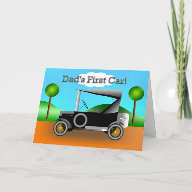 Carte La première voiture de papa ! Fête des pères (Devant)
