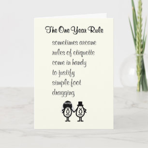 Carte La règle d'un an - félicitations de mariage tardiv