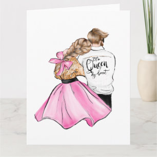 Carte La Reine de mon cœur couple de la Saint-Valentin a