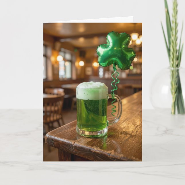 Carte La Saint-Patrick Bière Verte et Ballon (Devant)