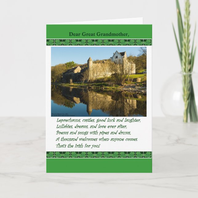 Carte La Saint-Patrick Grande-Mère, Poème, Château (Devant)