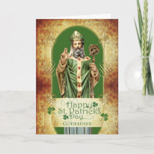 Carte La Saint-Patrick pour le parrain avec la statue du