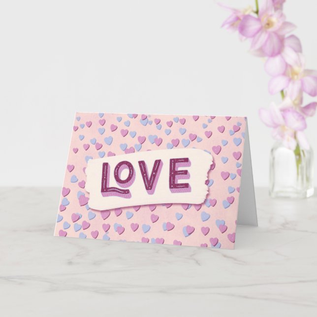 Carte La Saint-Valentin Amour coeurs roses et bleus (Orchidée)