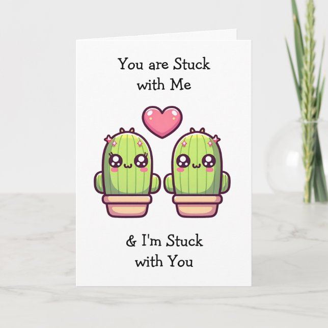 Carte La Saint-Valentin | Amour de puns drôles de cactus (Devant)