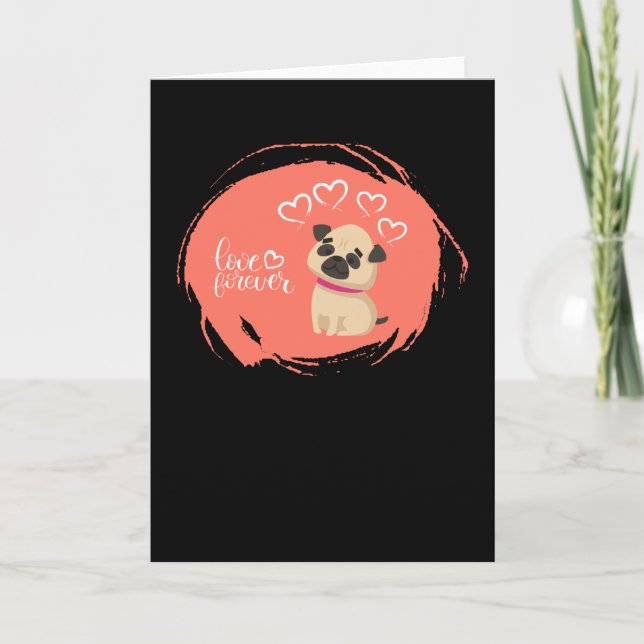 Carte La Saint-Valentin avec un chien pug mignon (Devant)