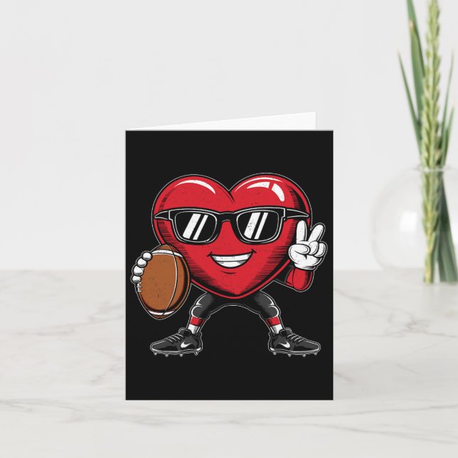 Carte La Saint-Valentin Cœur Jouant au Football Garçons  (Devant)