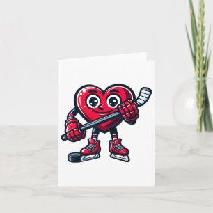 Carte La Saint-Valentin Cœur Joueur de hockey sur glace 