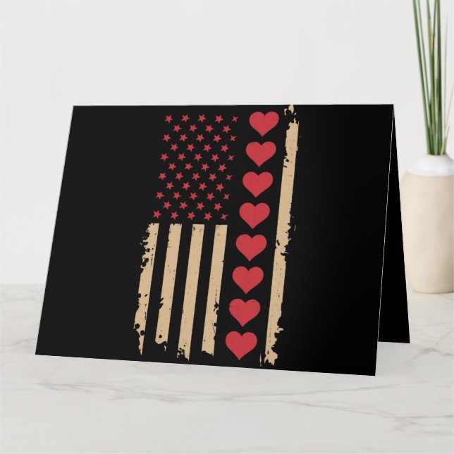 Carte La Saint-Valentin Cœurs Drapeau américain  (Devant)