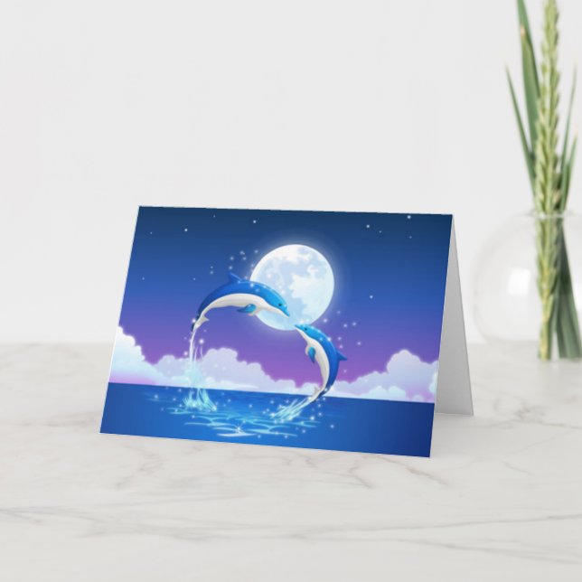 Carte La Saint-Valentin Dauphins Romantiques Cœur (Devant)