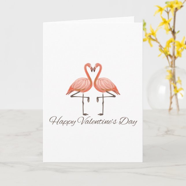 Carte La Saint-Valentin de l'amour des flamants roses (Fleur jaune)