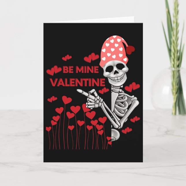 Carte La Saint-Valentin drôle de squelette en amour pour (Devant)