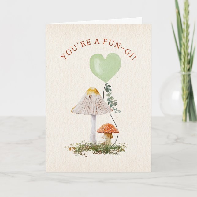 Carte La Saint-Valentin en classe de champignons drôles (Devant)