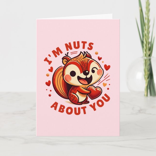 Carte La Saint-Valentin 'Je suis fou de toi' Écureuil (Devant)