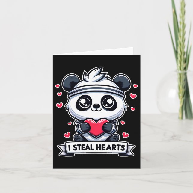 Carte La Saint-Valentin Je vole des cœurs Panda Ours Mig (Devant)