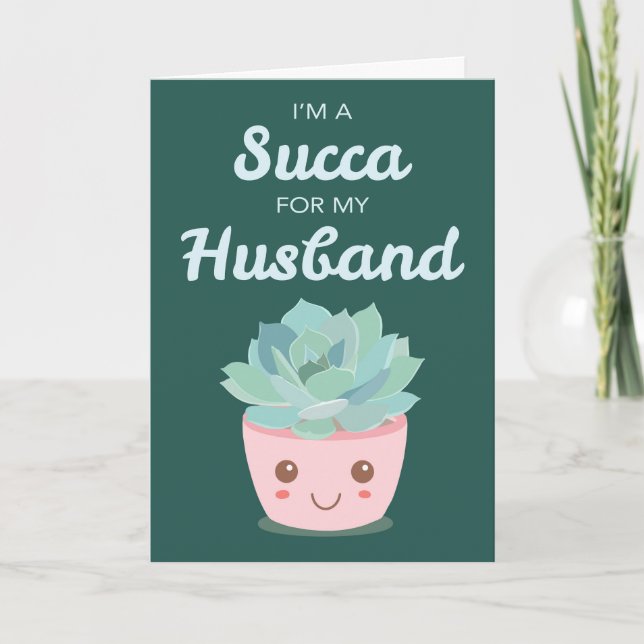 Carte La Saint-Valentin Mon Mari avec Succulente Kawaii (Devant)