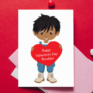 Carte La Saint-Valentin pour garçon multiculturel