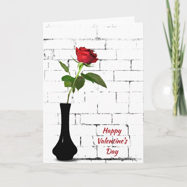 Carte La Saint-Valentin Rose Rouge (Devant)