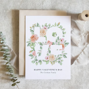 Carte La Saint-Valentin Roses et Feuillage à l'aquarelle