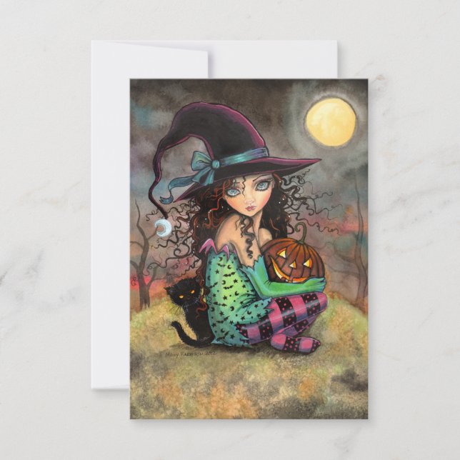 Carte La sorcière et le chat de la colline d'Halloween (Devant)