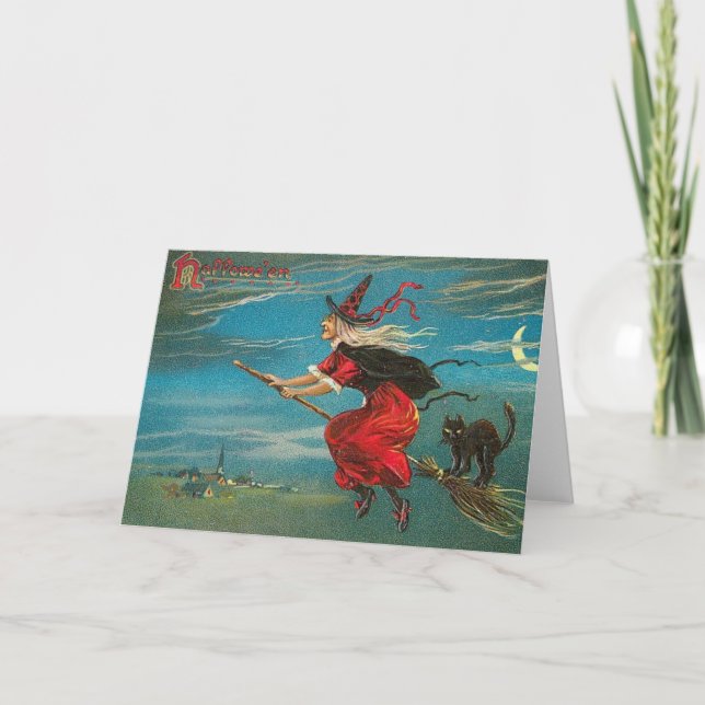 Carte La sorcière et le chat sur le Broomstick (Devant)