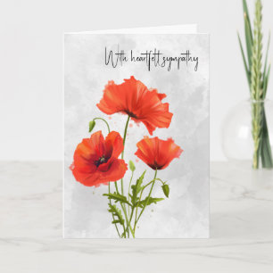 Carte La Sympathie Des Poppies Rouges Sur Grey