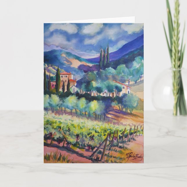 Carte La Toscane dans la salutation d'aquarelle de ~ de (Devant)