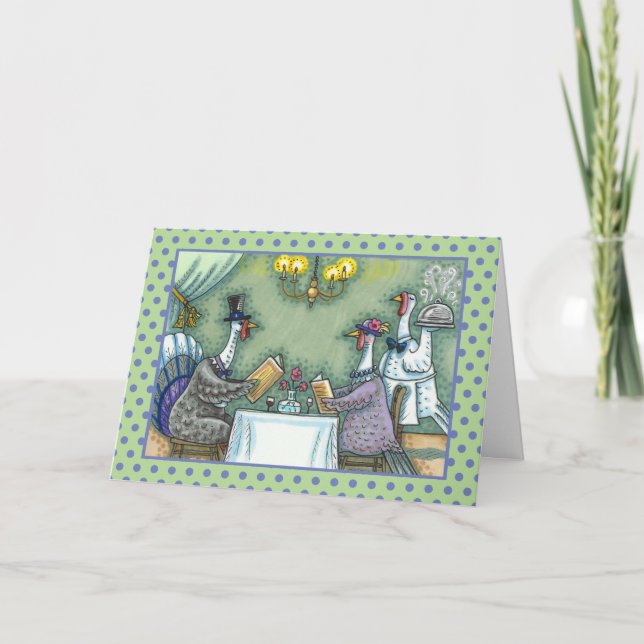 Carte LA TURQUIE FINE DÎNER, MERCI OISEAU HUMOUR Blank (Devant)